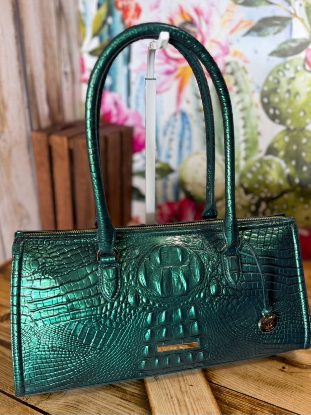 PERFECT EYE Brahmin Sophia Mystic Green Melbourne East West Satchel Bag NWT - Picture 3 of 12